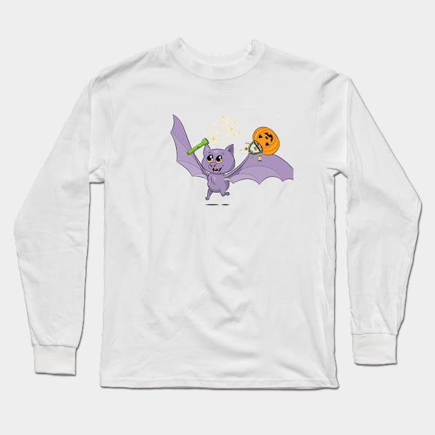 Cute Halloween Bat Long Sleeve T-Shirt by Character Alley